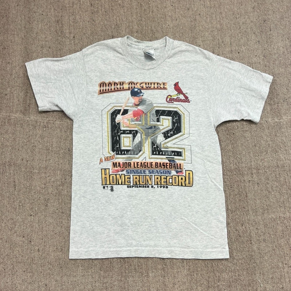 Vintage Mark McGwire Shirt Mens Medium Gray 1990s Home Run Record